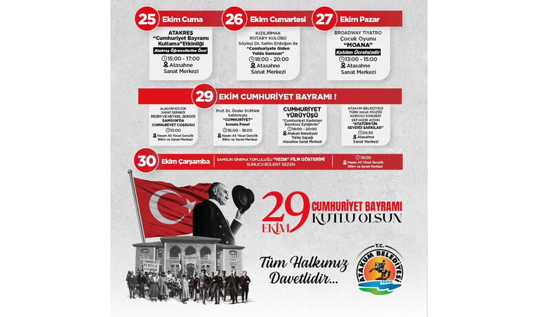 Atakum’da 29 Ekim’e özel program
Atakum’da 29 Ekim’e özel program