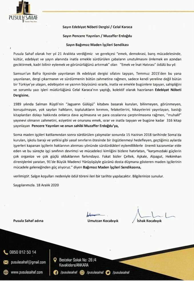Edebiyat Nöbeti Dergisine İkinci Ödül De Ankara’dan Edebiyat Nöbeti Dergisine İkinci Ödül De Ankara’dan